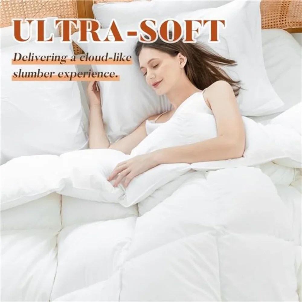 Queen Size Feather Down Fiber Comforter Ultra Fluffy Duvet Insert